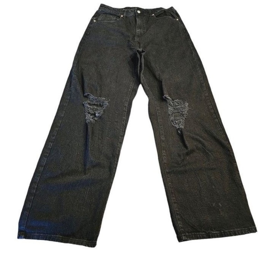 Wild Fable wide leg Jeans size 12 distressed washed out black‎ New